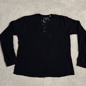 Guess Black Buttoned Long Sleeve thermal Top XL